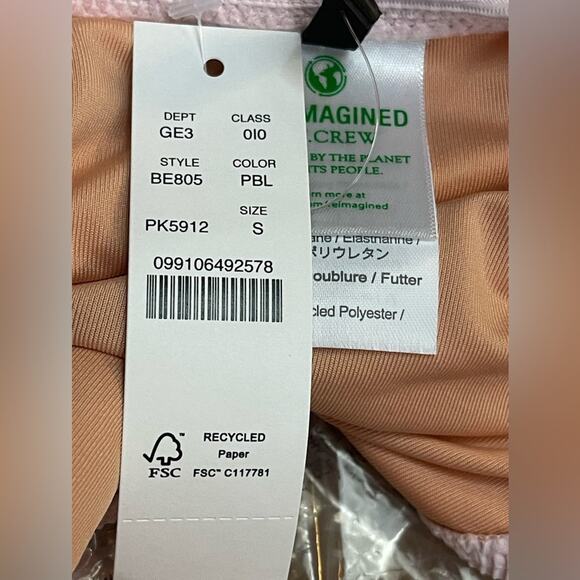 J. Crew Ribbed High Cut Hipster String Bikini Bottom in Pink Size Small NWT - Picture 6 of 7